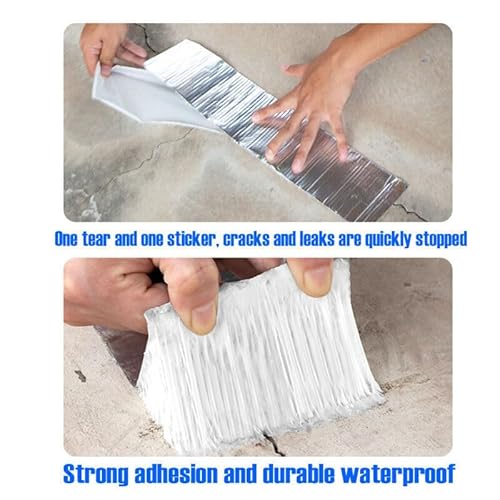 SopimusZ 10CM*5M Wasserdichtes Klebeband Dichtungsband Selbstklebend, Dichtband dusche,Butylkautschuk ​Aluminiumfolie dichtband,für Dachleckage, Oberflächenriss, Fensterbankspalt, Rohrbruch
