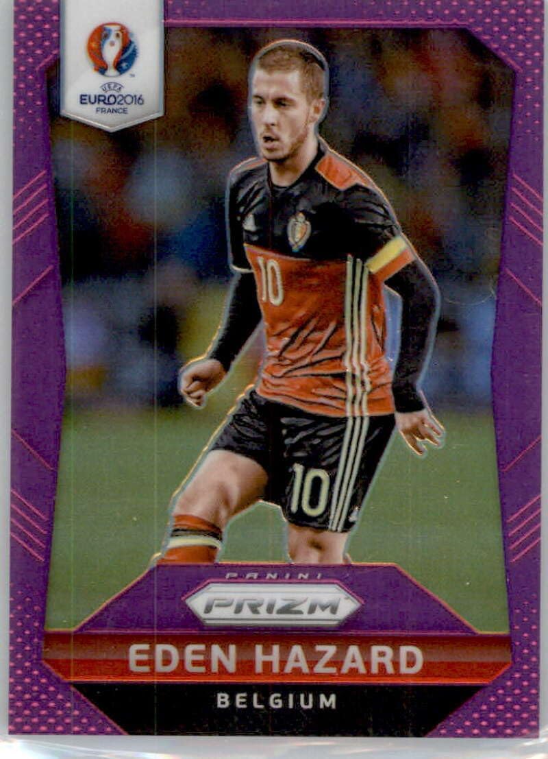 2016 Panini Prizm UEFA Euro Purple Prizms #22 Eden Hazard SER/99 Belgium Official FIFA Soccer Card in Raw (NM or Better) Condition