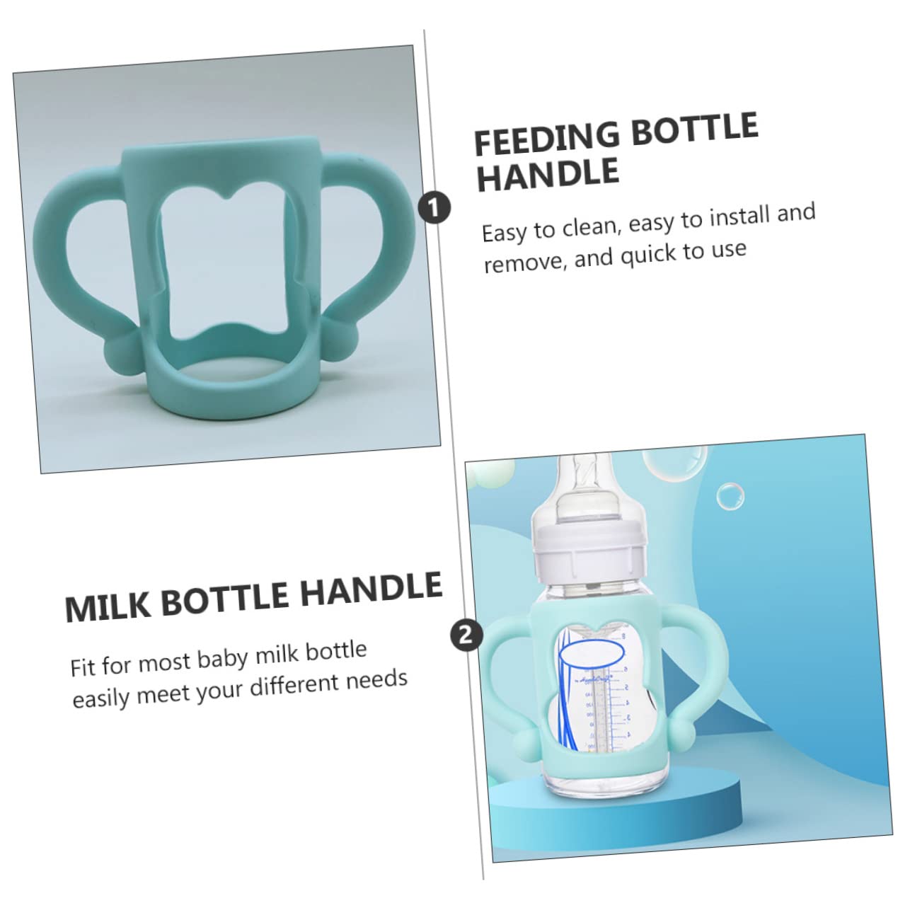 2 Maniglie Per Biberon In Silicone | Presa Ergonomica Per Neonati | Adatte A Biberon A Collo Largo - Foto 6