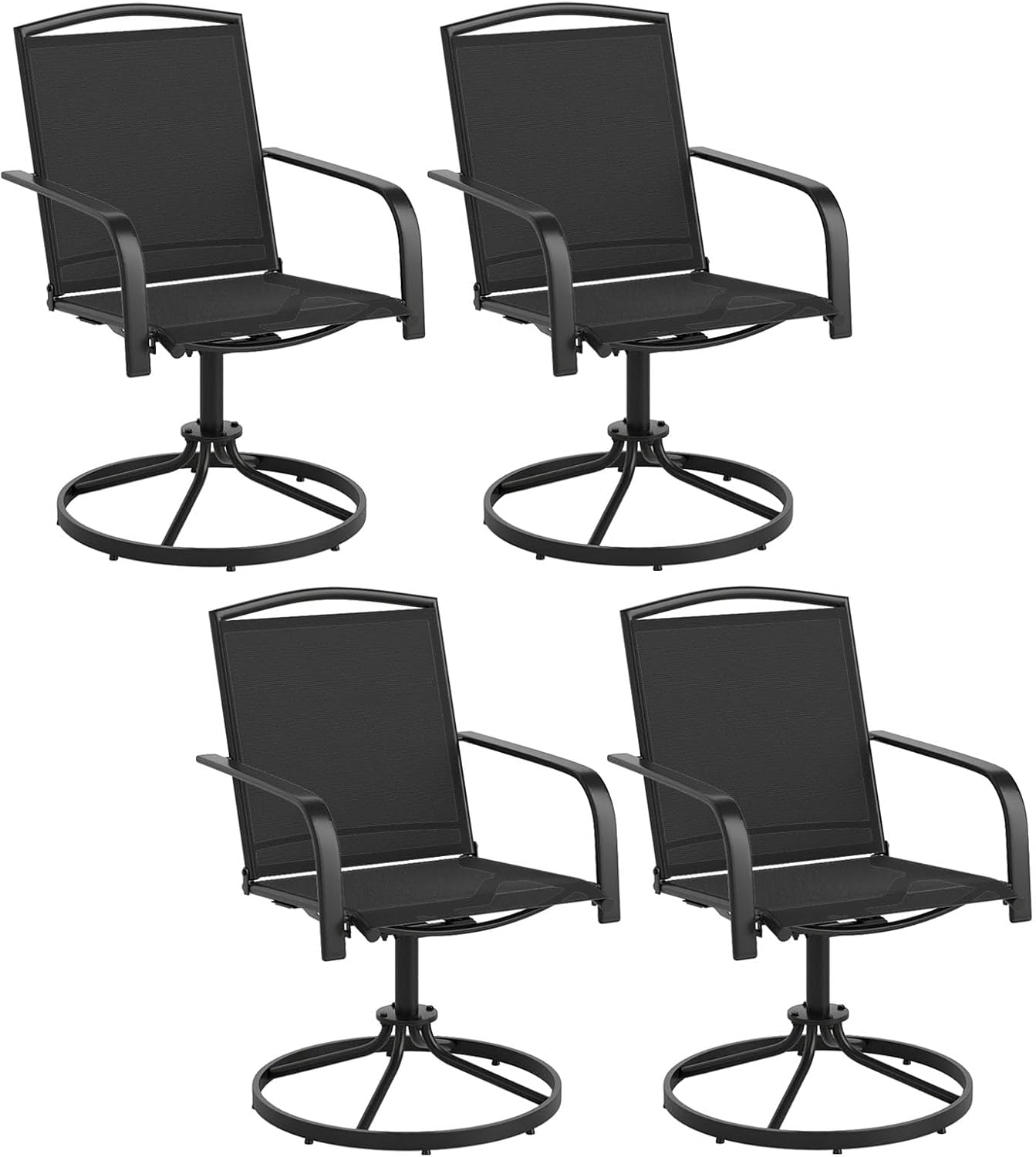 Giantex Outdoor Swivel Chairs Set of 4, All Weather 360° Patio Rockers with High Backrest, Breathable Seat, Heavy-Duty Round Metal Base, Patio Dining Chairs for Porch Garden Lawn Poolside (Black)