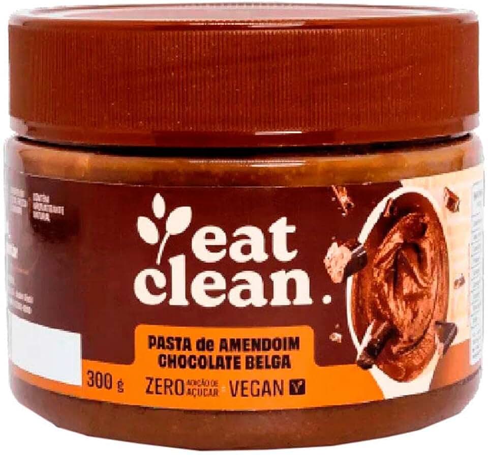 Eat Clean Pasta de Amendoim Chocolate Belga 300g – Creme Vegano Sem Glúten e Sem Lactose, Fonte de Proteínas e Fibras