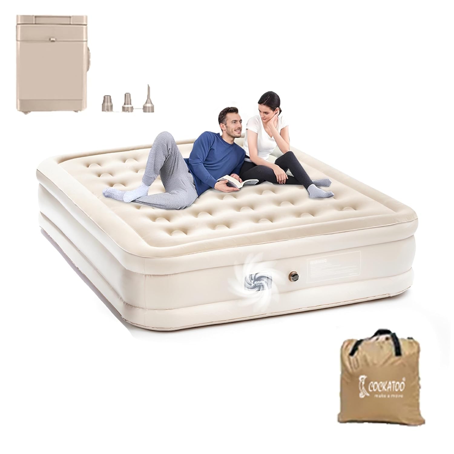 Aero Rest PVC Double Airbed with Air Pump, Inflatable Nozzle, Data Cable, Repair kit and Storage Bag,Foldable Mattress,Guest Air Mattress for Home Travel-image-38