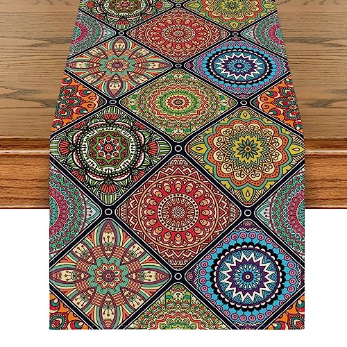 Artoid Mode Boho Vintage Geometric Moroccan Colourful Mandala Table Runner, Kitchen Dining Table Decoration for Home Party Decor 40x140 cm - Cosy Home Interiors Artoid Mode Boho Vintage Geometric Moroccan Colourful Mandala Table Runner, Kitchen Dining Table Decoration for Home Party Decor 40x140 cm