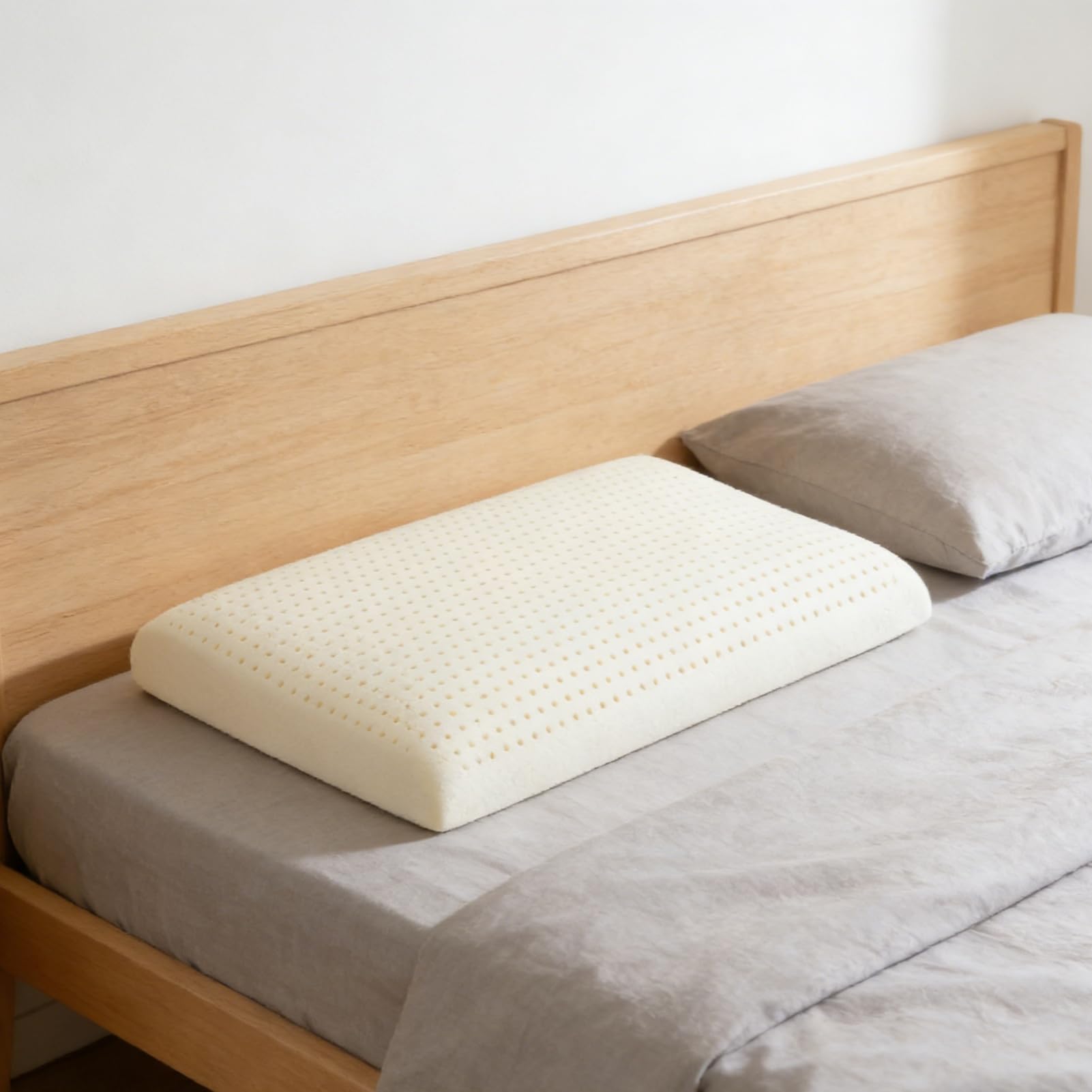 Almohada de látex natural, almohada de apoyo medio para dormir de lado, espalda y boca abajo, espuma de látex extrasuave