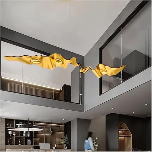 Miniatura 3 de Post-Modern Futuristic Pendent Light Metal Style All Aluminum Handmade Golden Chandeliers Elegant LED Dimmable Hanging Lamp, Retro