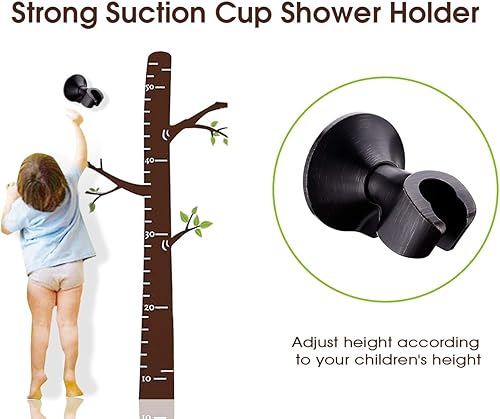 Miniatura 9 de BRIGHT SHOWERS Juego de cabezal de ducha de mano con 9 ajustes de pulverización con soporte de cabezal de ducha de succión, bronce aceitado