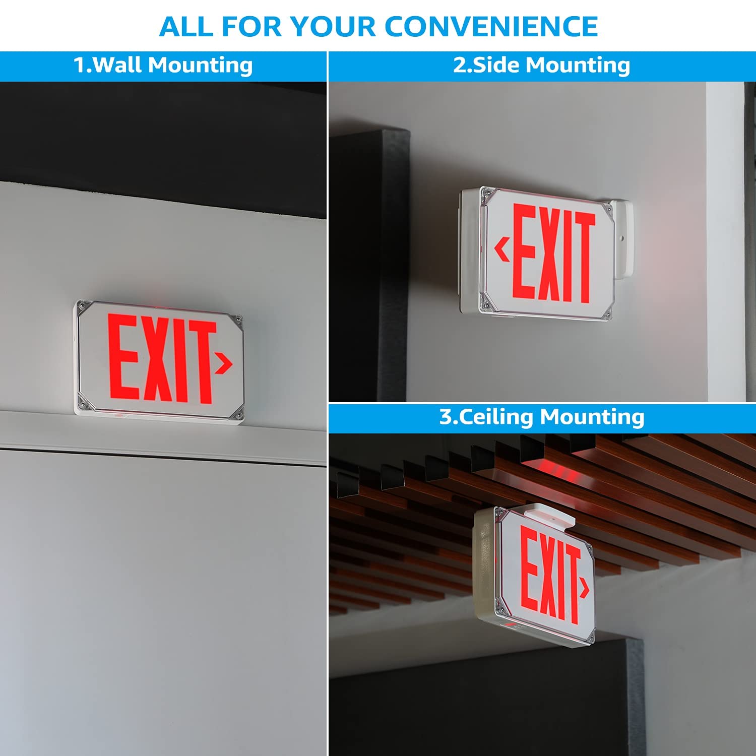 LED Wet Location Exit Sign With Battery Backup - White W Red Lettering - View #8