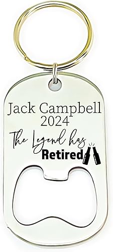 Personalized Retirement Gift Idea Bottle Opener Keychain Retirement Gift For Him Men's Bottle Opener Retired Gift Personalized Company Name