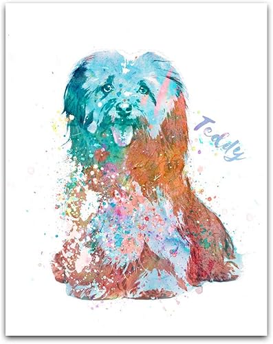 Vista 107 de Regalo personalizado para perros y amantes de los perros. Estilo acuarela. (lienzo enmarcado de 20 x 25 pulgadas, Golden Retriever)