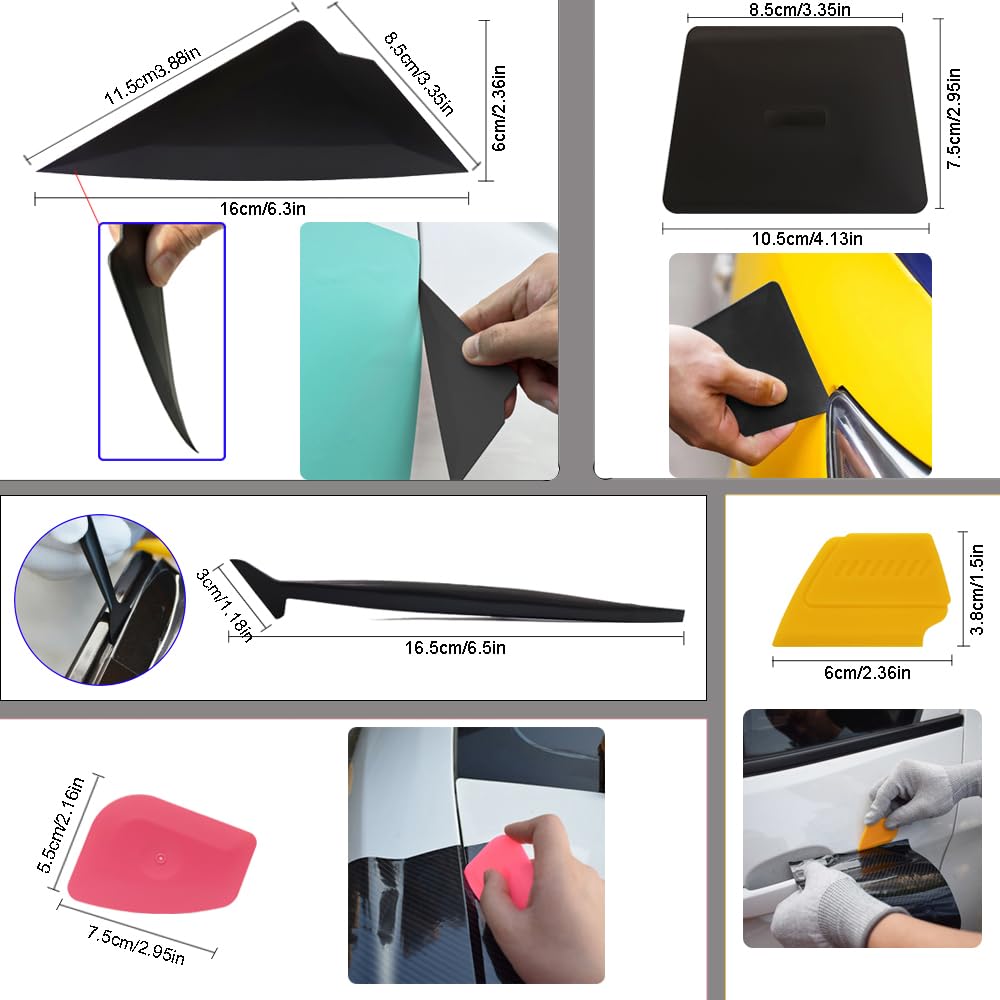 Kit di attrezzi in vinile per auto, set di spatole per pellicola colorata, set di strumenti per avvolgere, raschietto, raschietto, raschietto in feltro, lavavetri, coltello, guanti, asciugamano