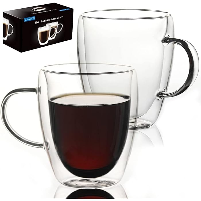 Buy Mugs 12oz Glass Espresso Cup Set of 2 Double Wall Insulated Clear