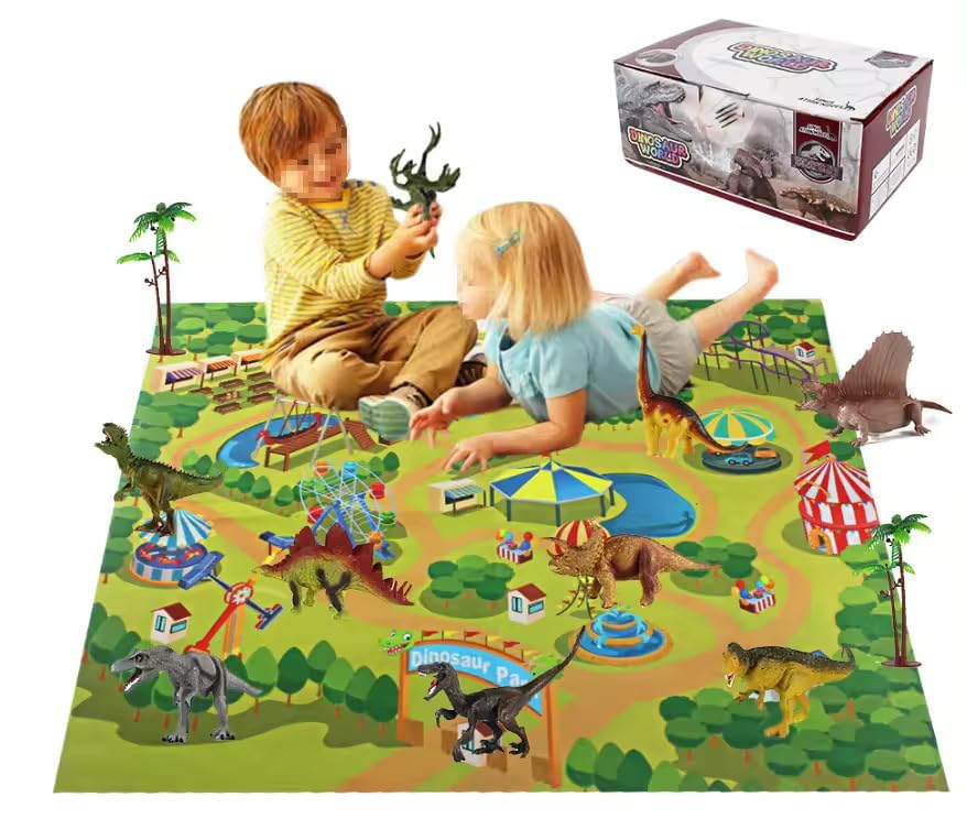 HOLLIO Dinosaur Toys for Kids with Play Mat & Trees, Realistic Jurassic Dinosaur Figures to Create a Dino World Includes T-rex Gift for Toddlers Boys & Girls (Jurassic World) (B0CG6NV7ZJ) Amazon Price History, Amazon Price Tracker