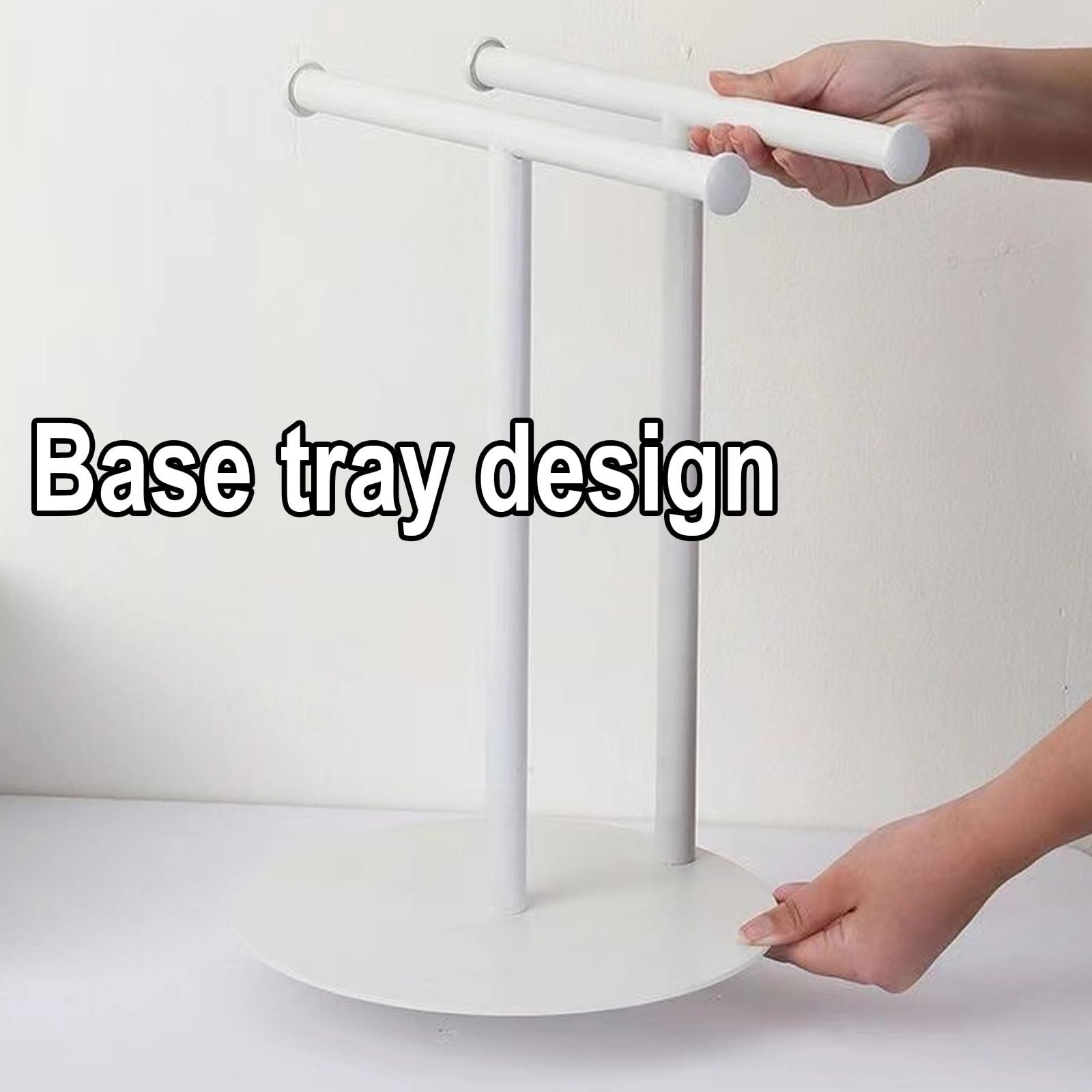 Toalleros De Baño De Pie Acero Inoxidable Se Puede Colocar sobre La Encimera Diseño De Bandeja Base 1/2 Capa Soporte para Toallas 29 * 37 Cm(Negro, Blancoo)(White,29 * 37cm)