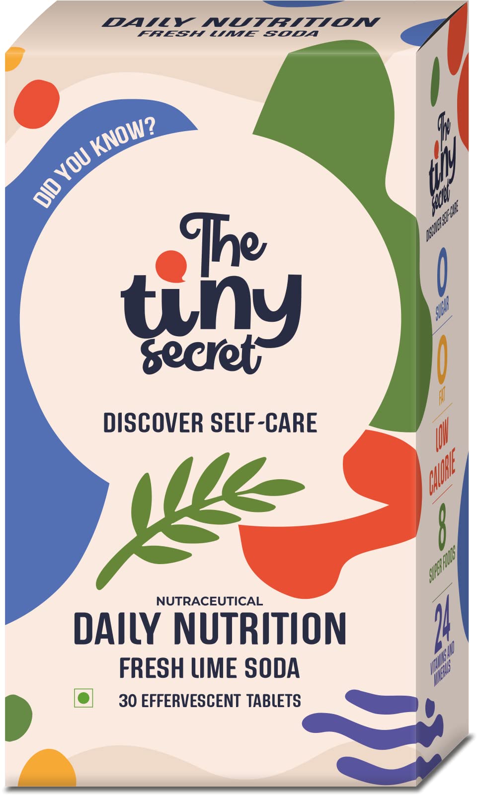 The Tiny Secret Daily Nutrition Effervescent Tablets | Supports Overall Health | Zero Sugar & Low Fat & Calorie | 8 Superfoods & 24 vitamins & Minerals | Fresh Lime Soda Flavour | 15 Tablets (2 Pack)