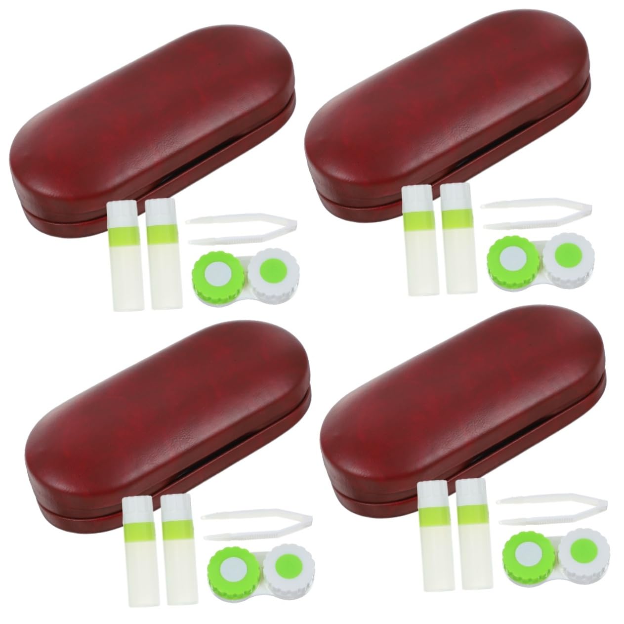 Ipetboom 4juegos Estuche De Gafas Portátil De Doble Soporte para Lentes De Contacto Funda Resistente y Conveniente para Uso Diario Elegante