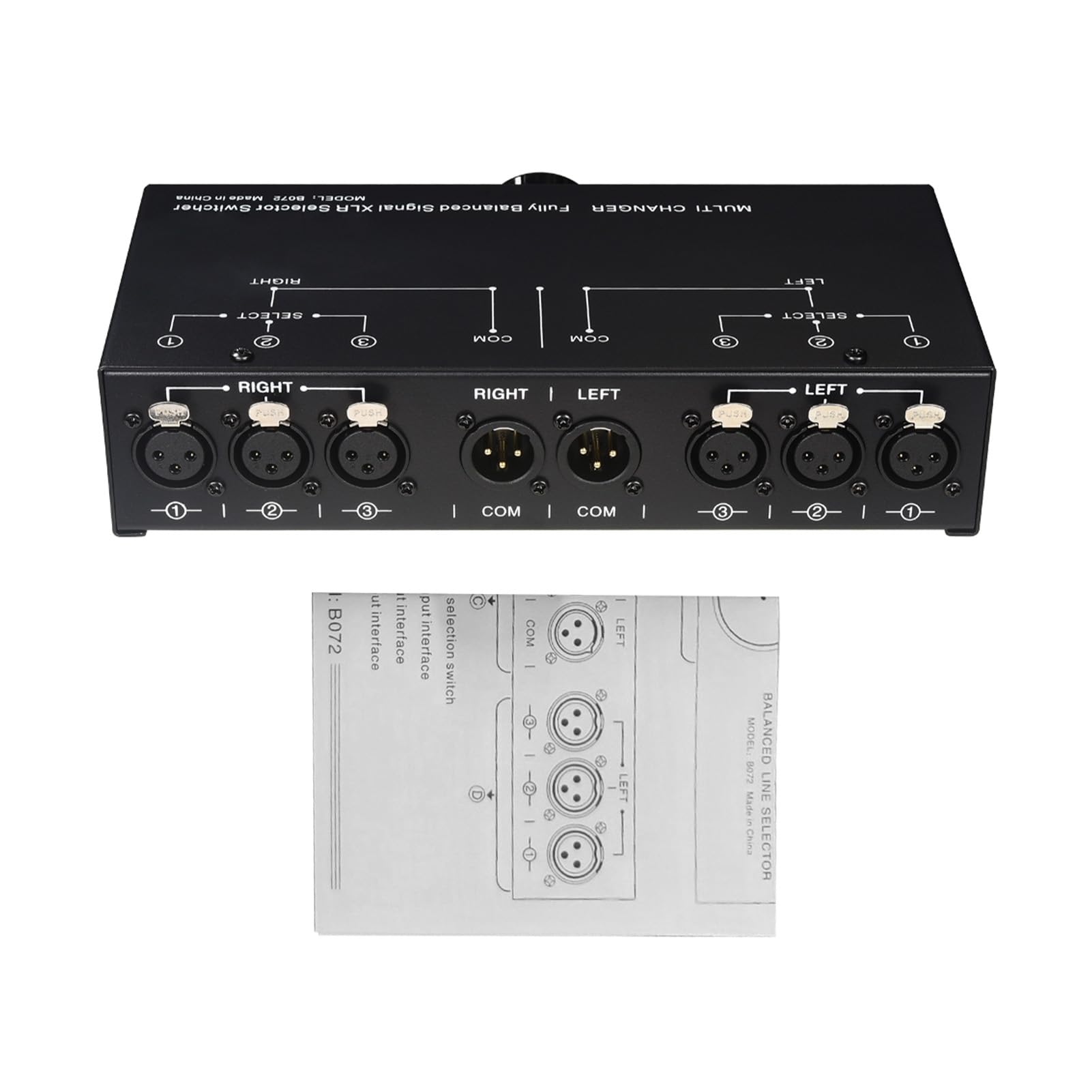 Interruttore Audio Stereo Passivo a 3 Vie con Controllo Ad Alta Precisione e Connessioni Versatili per Studi Domestici - Nero - 1 unità