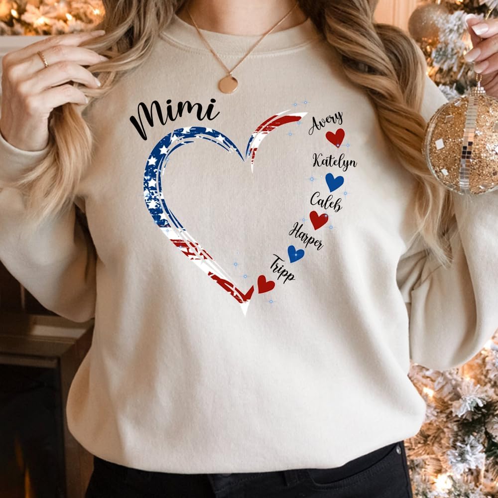 IZI POD Personalized Grandma Heart Shirt With Grandkids Name, Nana Sweatshirt, Gift for Grandma, Mom, Mother's Day, Christmas - Image 2