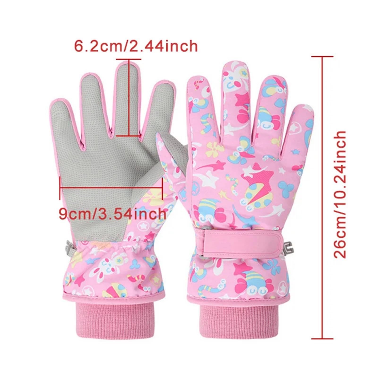 Guanti da Sci Invernali for Bambini, Guanti Impermeabili ispessiti con Dita Divise for Ragazzi e Ragazze (età 4-6), Guanti da Neve Caldi(4-6Y Pink)