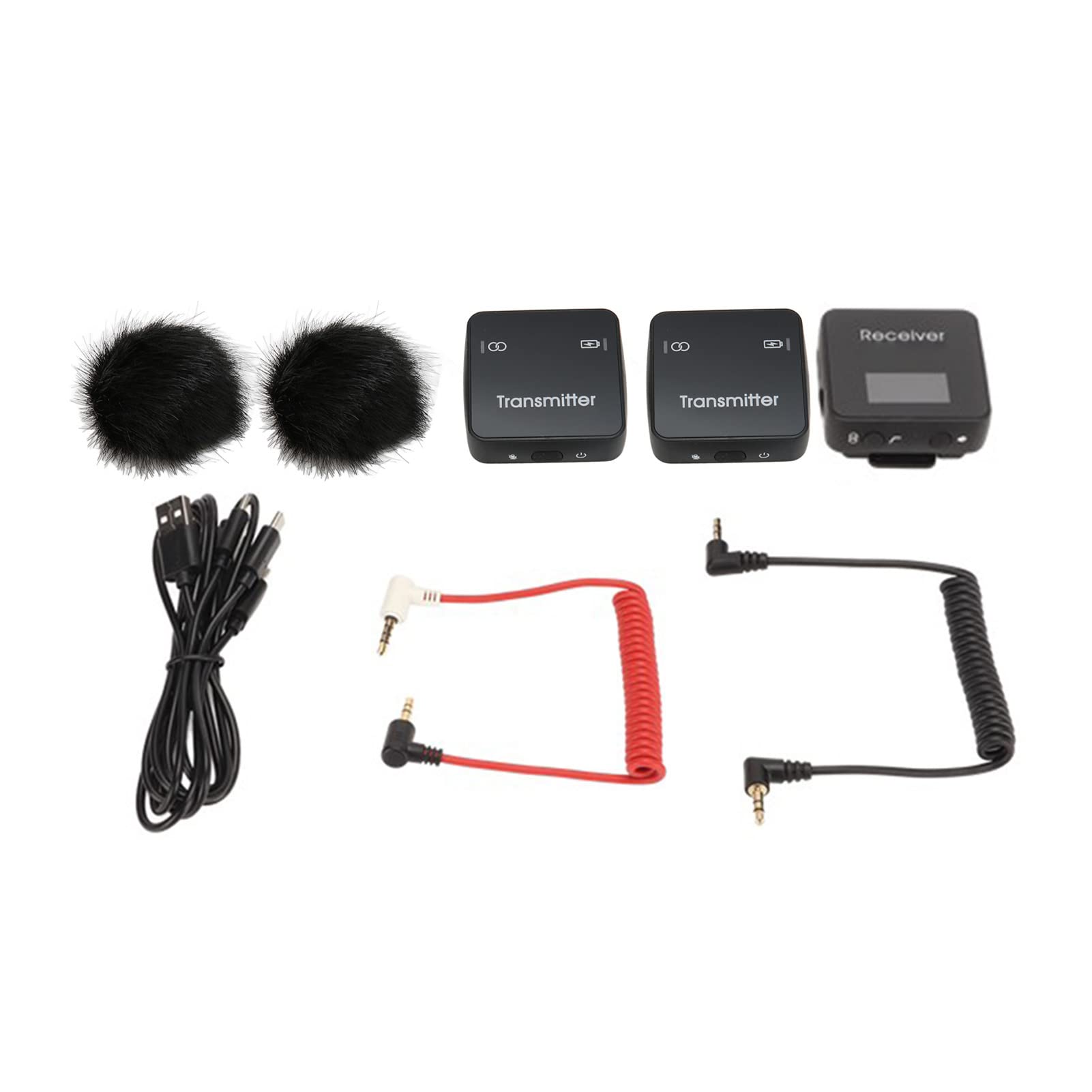 de Micrófono Lavalier Inalámbrico, Micrófono de Solapa de 2 Canales HiFi Inalámbrico de 2,4 GHz, con 1 Receptor, 2 Transmisores, para Cámaras DSLR, Videocámaras,