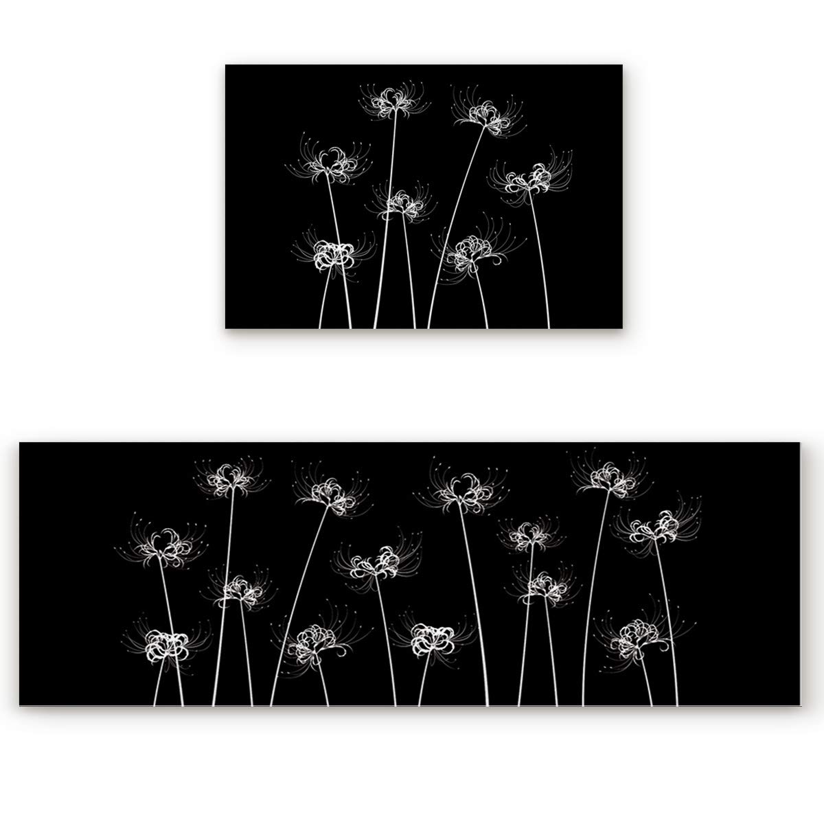 T&H XHome Durable Doormat Sets 2 Pieces -Luxury Ultra Soft Comfort Anti-Fatigue,Beautiful Mandarava Lycorisradiata Pattern Doorway Bathroom Floor Rug Mats 19.7x31.5IN+19.7x63IN