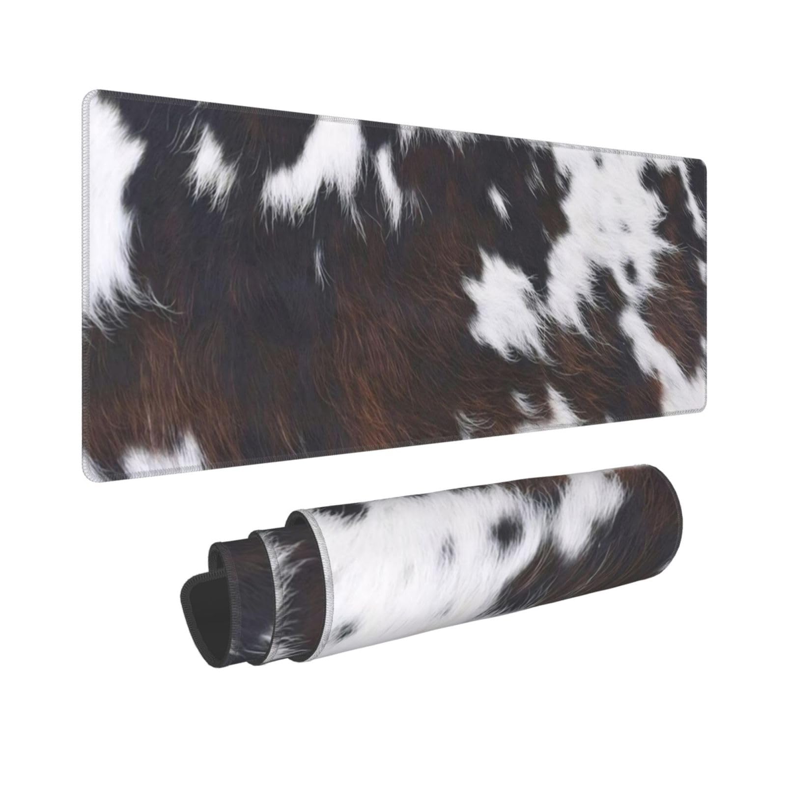 Gaming Mouse Pad,Large Non-Slip Rubber Base Mousepad,Keyboard Mouse Mat,Desk Pad with Stitched Edges,31.5x11.8inch,Cowhide