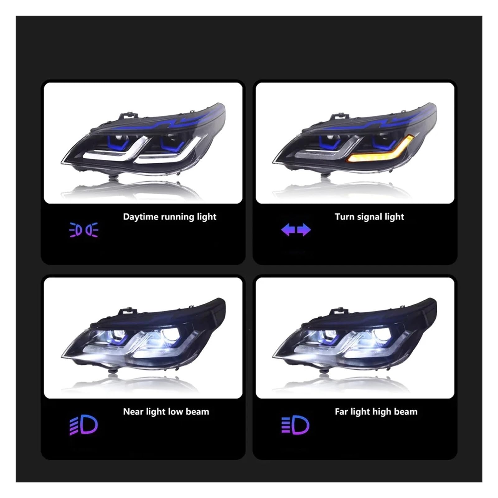 Aggiornamento fari a LED modificati compatibili con i fari della BMW Serie 5 E60 2003-2010, fari con segnale dinamico, accessori Compatible with auto(2008-2010)