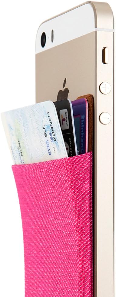 Sinjimoru SPDC Stick-On Wallet Functioning as Purse, Money Clip, Card Holder, Credit Card holder and Credit Card Case, Wallet for men or Women for Most Smartphones. Sinji Pouch Denim Classic. Pink.