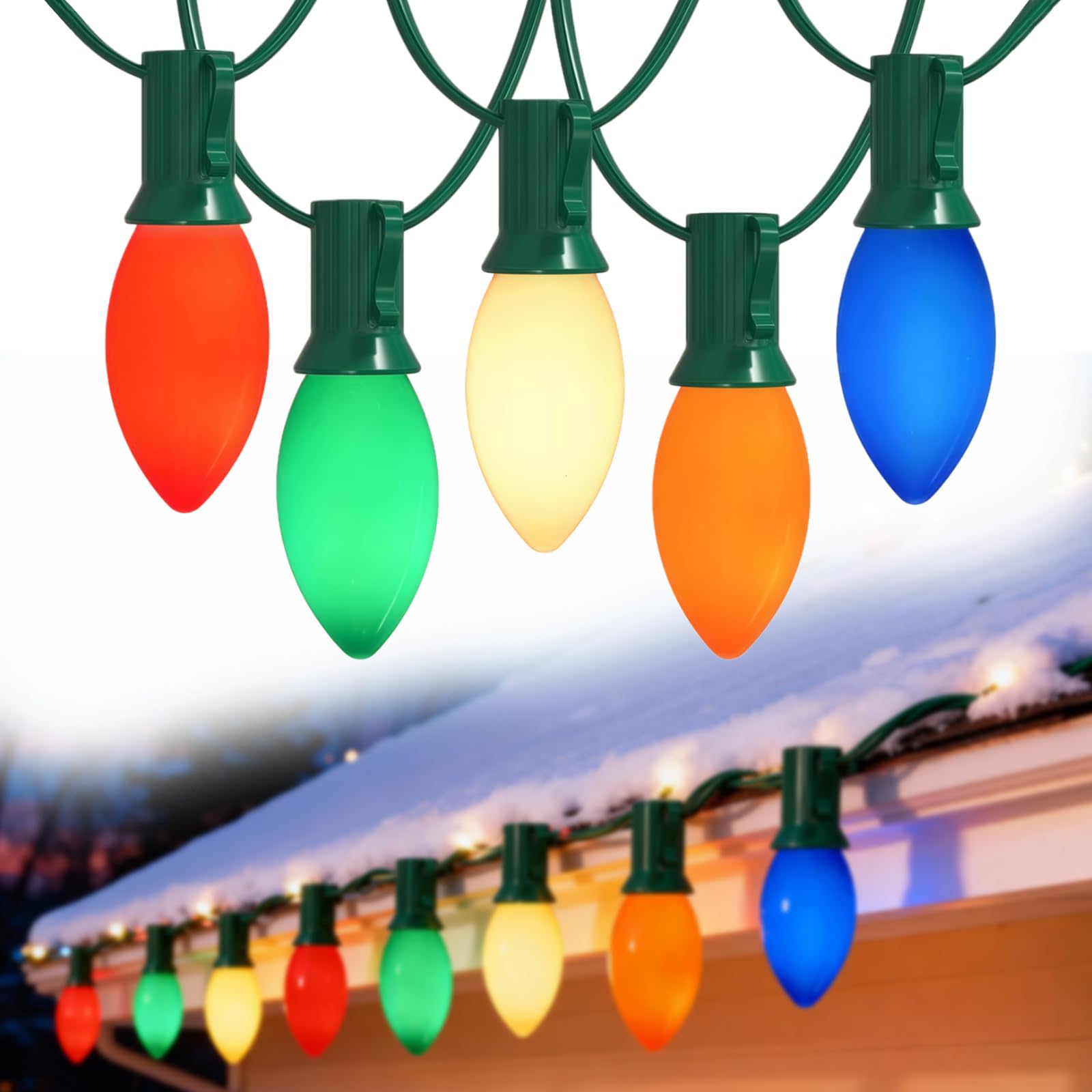 Pallerina C9 LED Christmas Lights,25FT Vintage C9 Multicolor