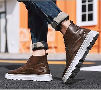 Amazon | カジュアル マーティンブーツ メンズ レースアップ 防水 防滑