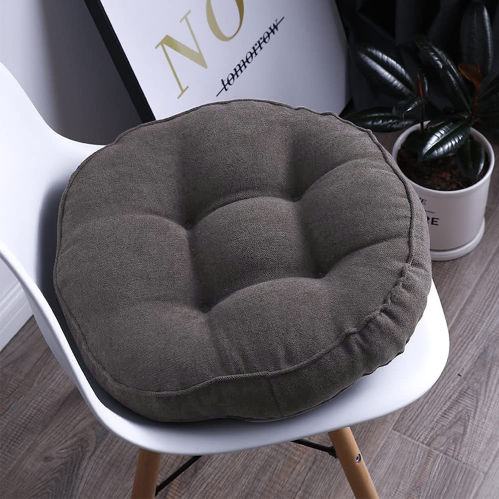 XSlive Soft Round Chair Pad Non Slip Padded Chiar Cushion Soft and Comfortable Seat Cushions for Kitchen Dining Office Chairs (Dark Grey R,20"x20")