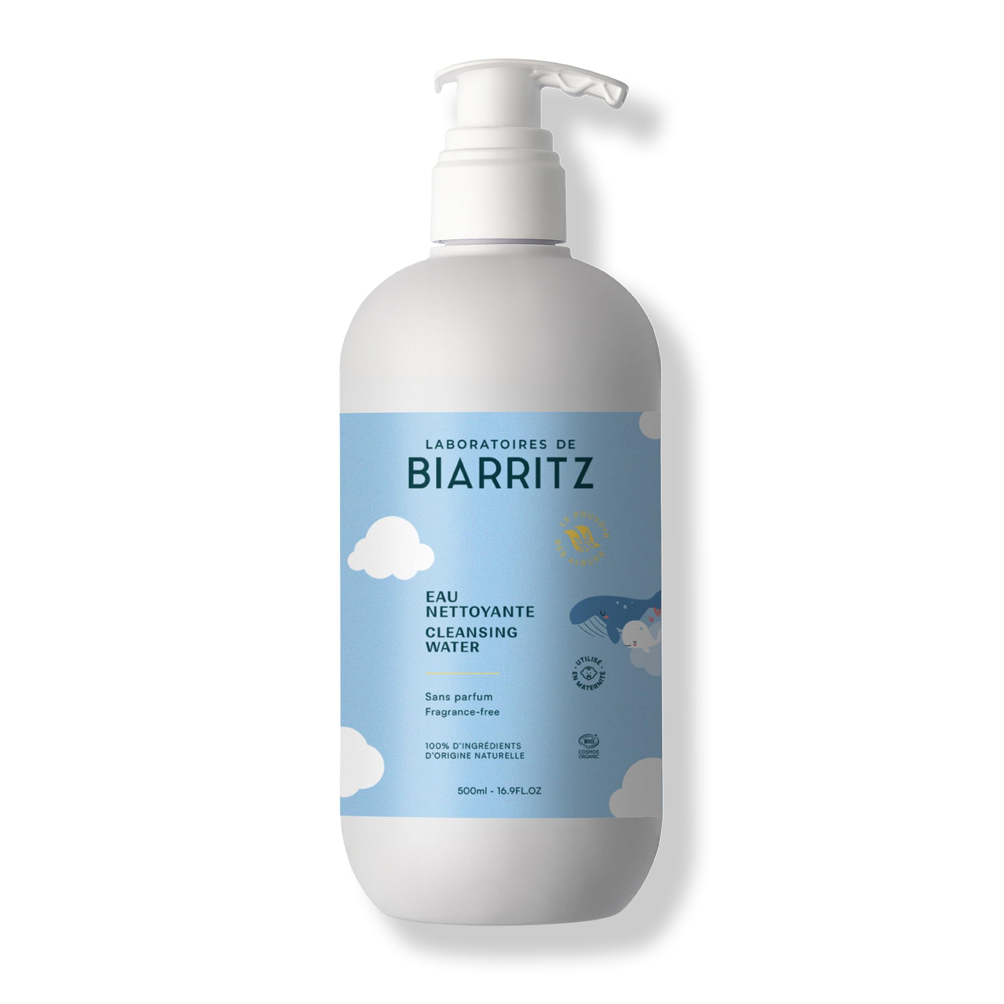 Laboratoires de Biarritz - Eau Nettoyante Micellaire pour Bébé - Certifiée Bio - Apaise et Rafraîchit la Peau - Visage, Corps, Mains & Siège - 500 ml - Fabriquée en France