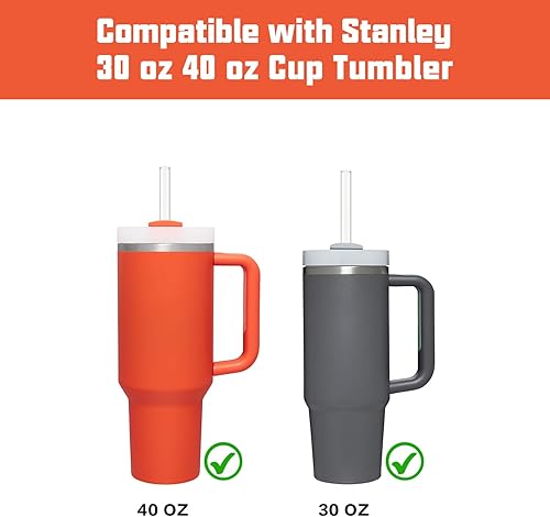 Miniatura 3 de Popote de repuesto compatible con vaso Stanley de 40 onzas, paquete de 6 popotes con cepillo de limpieza para vaso Stanley Adventure Travel Tumbler,