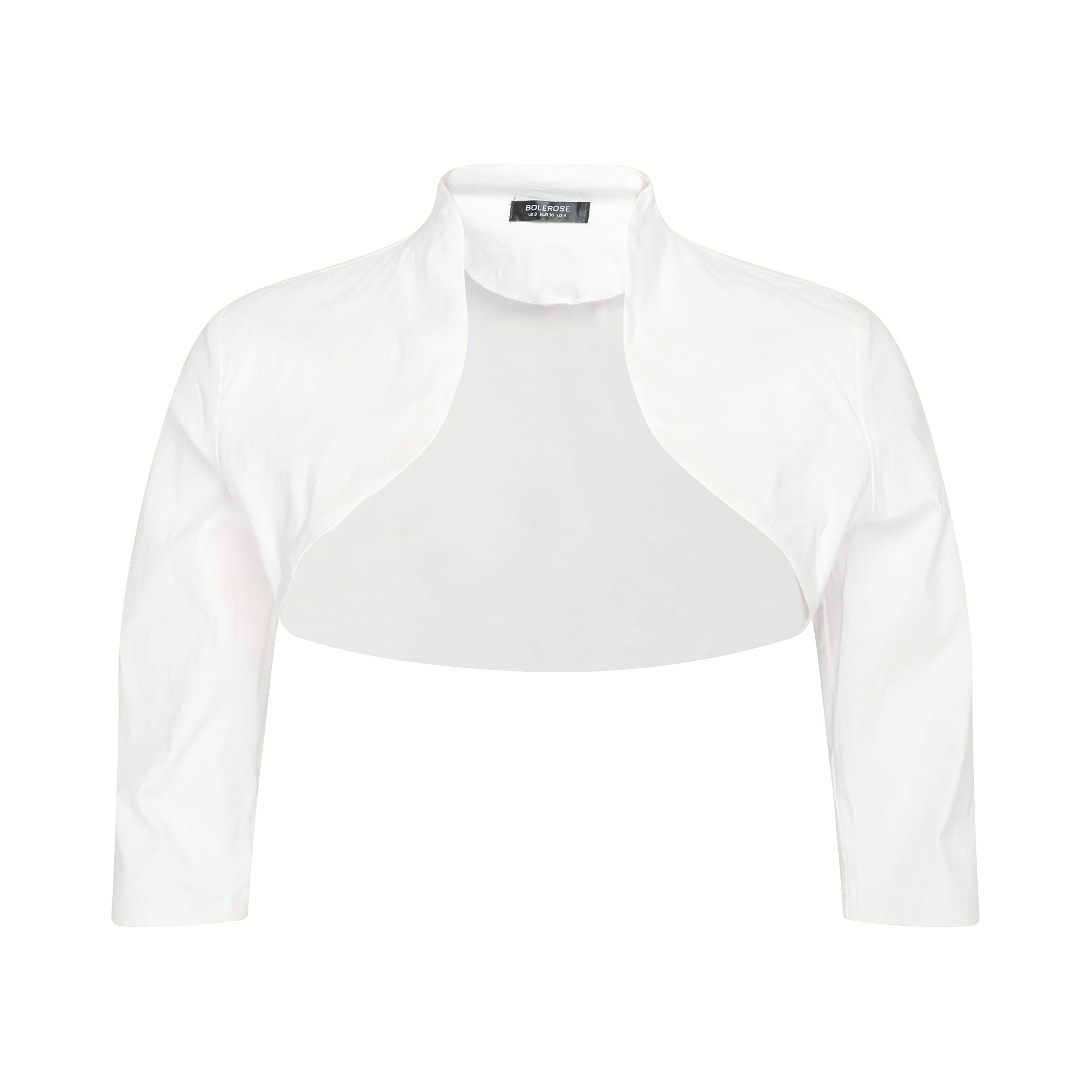 Bolerose 3/4 Sleeve Formal Tailored Bolero Shrug (Off-White, 4XL)