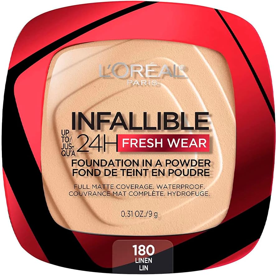 Makeup Infallible Fresh Wear Foundation in a Powder, Up to 24H Wear, Waterproof, Linen, 0.31 oz. (Packaging May Vary)