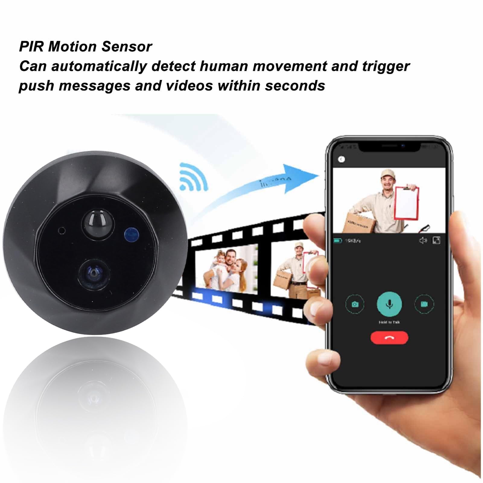 Ejoyous Timbre de Vídeo Inalámbrico con Cámara de 1080P, Pantalla IPS de 4,3 Pulgadas, Detección de Movimiento PIR, Visión Nocturna para Casa, Apartamento y Oficina