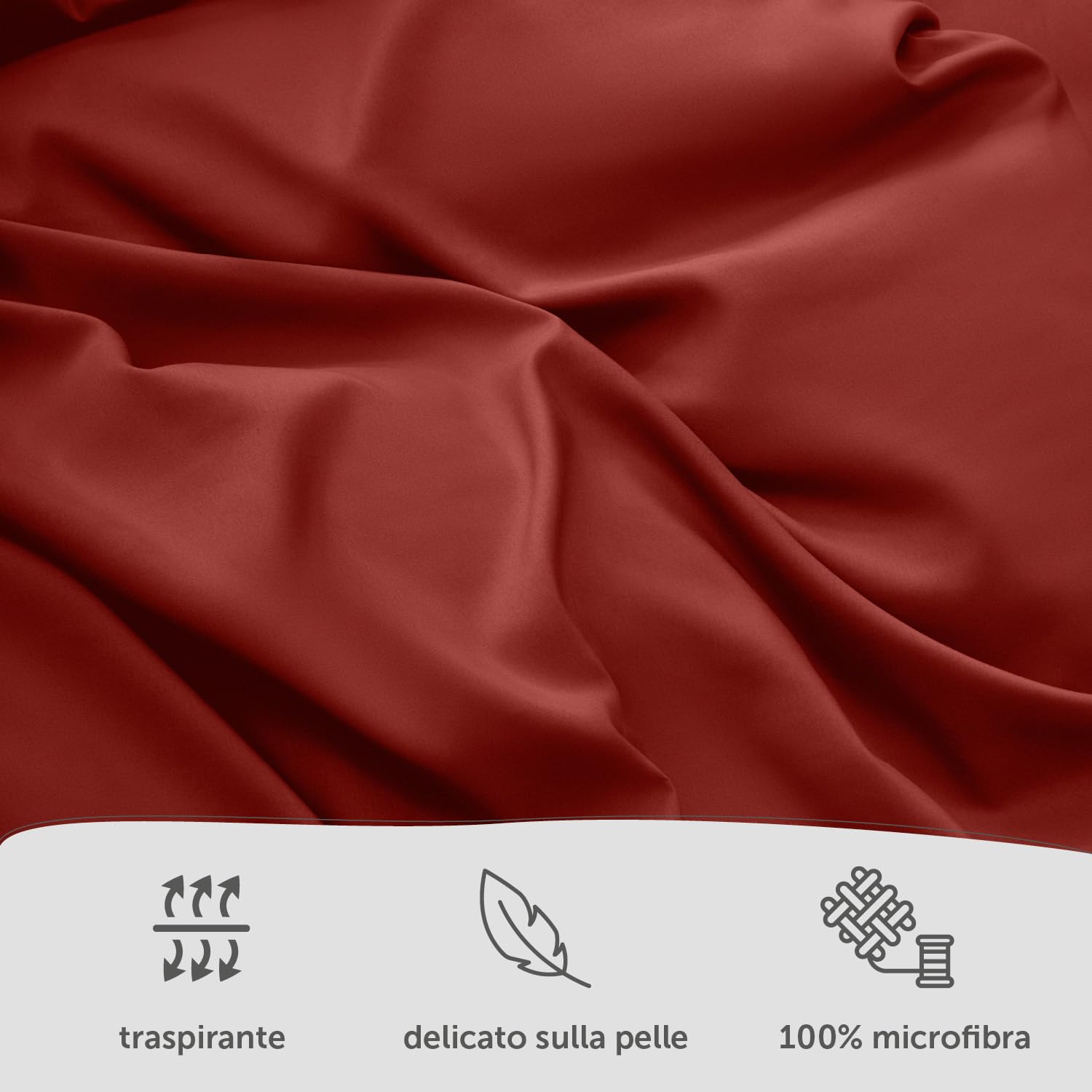 Blumtal Copripiumino Matrimoniale 240x220 e Federe 50x80 - Set di Lenzuola in microfibra extra morbida certificata Oeko-Tex, Set Copripiumino Matrimoniale con 2 Federe - 3 pezzi - Rosso Aurora