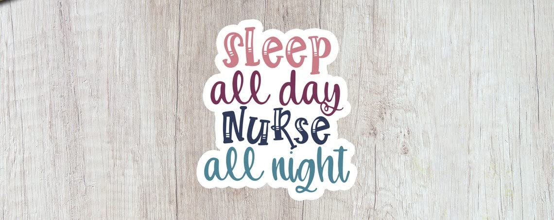 Kramer Sleep All Day Nurse All Night Sticker for Car Vinyl Decal Truck Window Bumper Sticker Water Bottle Laptop Decal Hard Hat Motorcycle Helmet 3 in.