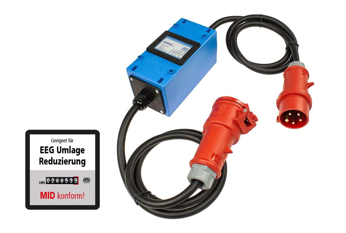 as - Schwabe MIXO Stromzähler Zwischenstecker Box Starkstrom 400V MID-konformer - Stromzähler zur Reduzierung der EEG-Umlage - CEE-Stecker und Kupplung 5-polig IP44 Made in Germany 61745