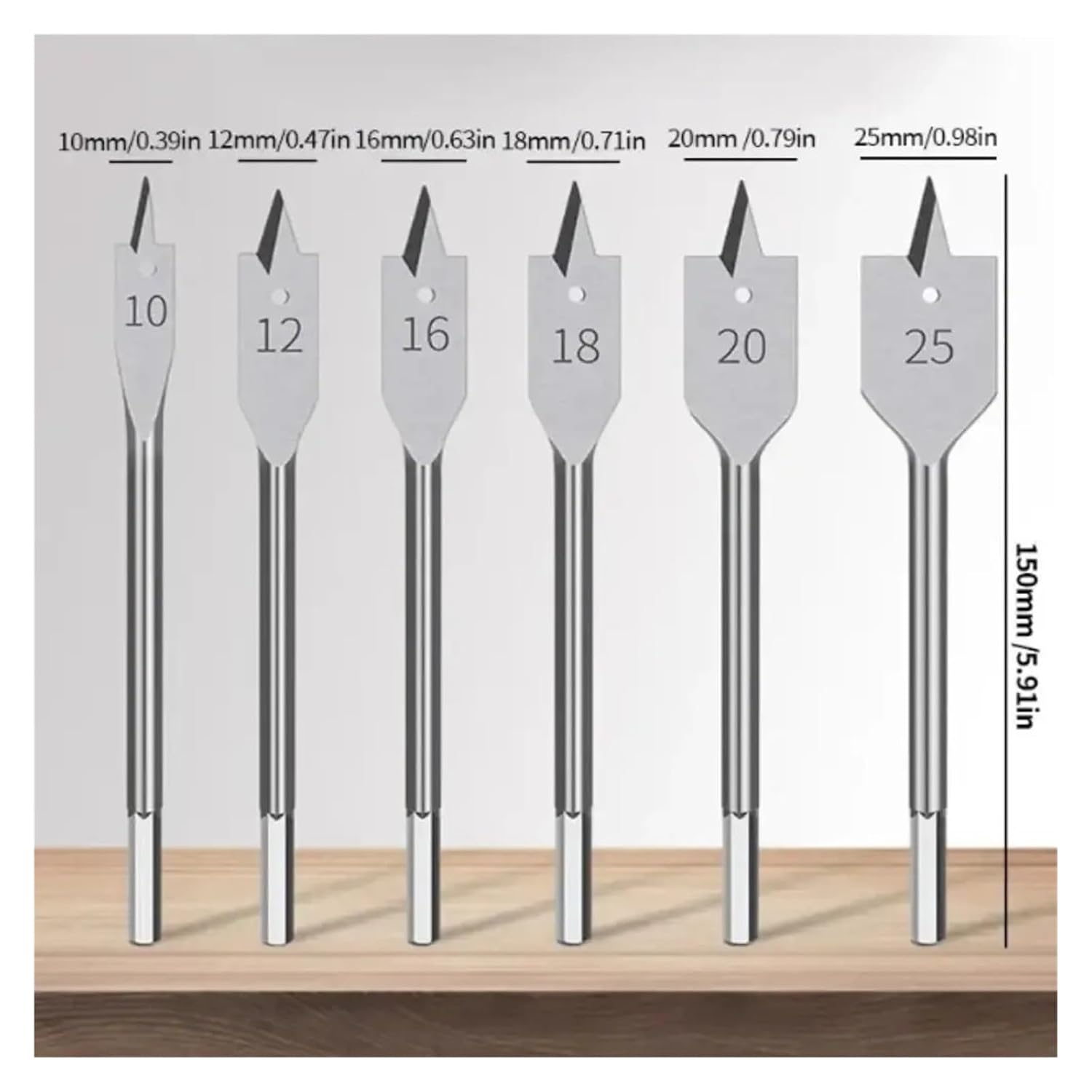 Spade Drill Bit Tool Sets Durable Three-Point Bit Set Flat Drill Hexagonal Shank Long Drills