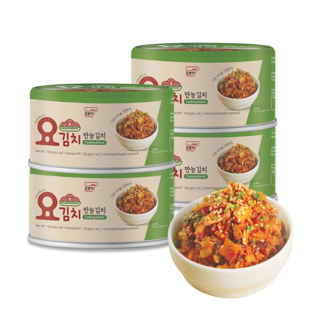 YOPOKKI Korean Canned fermented Kimchi napa Cabbage (4 EA, fermented taste)