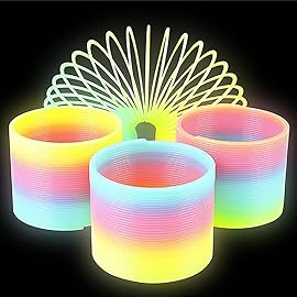 The Dreidel Company Plastic Coil Spring, Glow-in-The-Dark Magic Rainbow Slingy, Party Favor, Birthday Bag Filler, Stocking Stuffers, 3 (80MM) (10-Pack)
