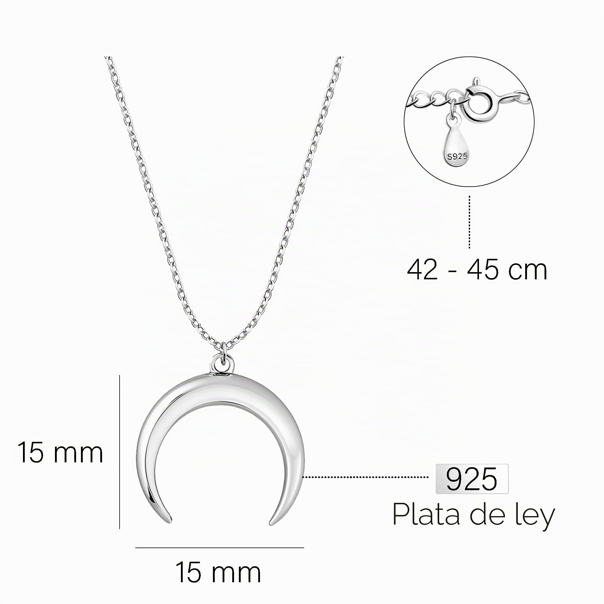 Sofia Milani - Collar para Mujeres en Plata de Ley 925 - Colgante de Luna - 50236