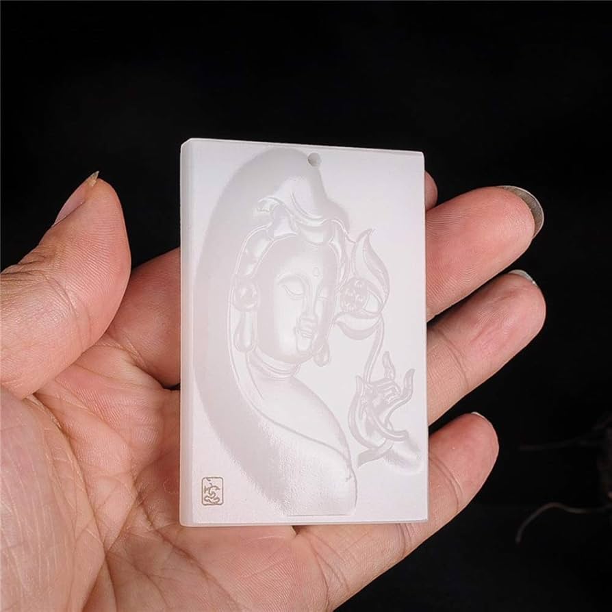 Amazon.co.jp: 天然和田白玉 観音玉 種 素材 羊玉 観音羊脂肪 白玉