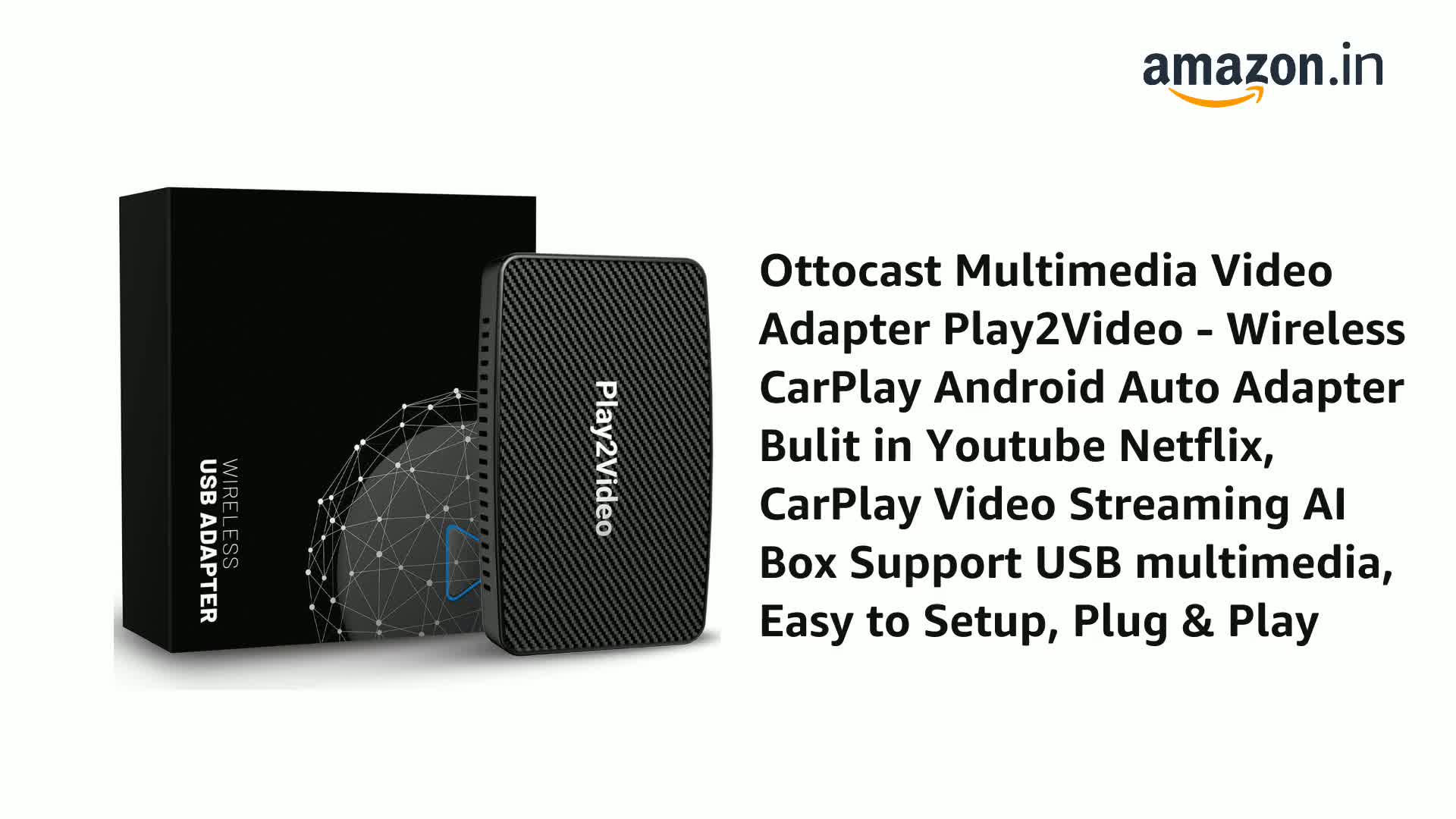 Ottocast Play2Video Pro - Wireless CarPlay Android Auto Adapter 