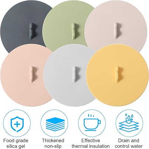 Miniatura 3 de Tapas de silicona para tazas, 6 fundas de silicona para tazas, tapas universales de colores, cubierta de taza reutilizable, tapas herméticas de
