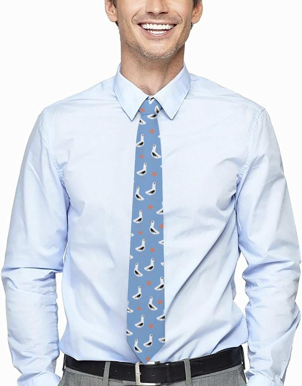 Wpamlrta Men's As Pic Seagull And Starfish Tie Novelty Necktie Funny Casual Neckties For Business Party Gift
