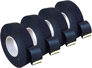 4 Rolls Wire Loom Harness Tape, Wiring Harness Cloth Tape, Black Adhesive Fabric Tape for Automobile Electrical Wire harnessing Noise Damping Heat Proof 19 mm X 15m