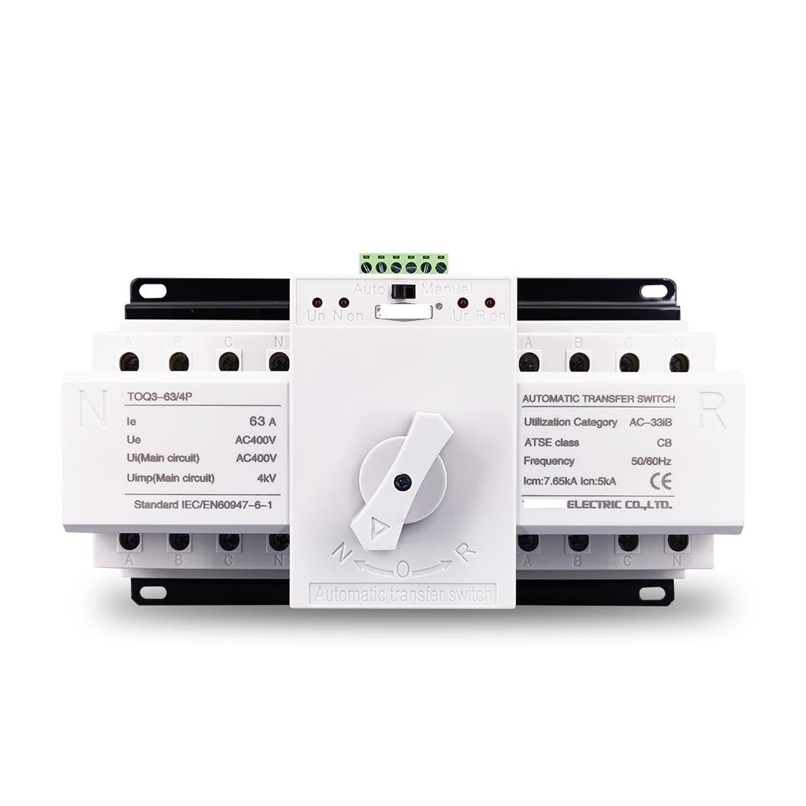 4P 63A 380V Type Dual Power Automatic Transfer Switch ATS(2 input 1 output)