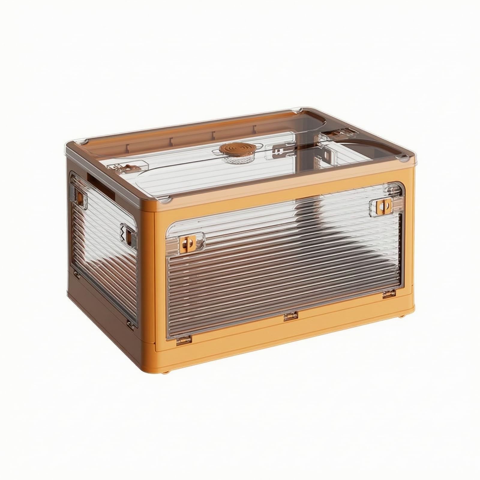 B Baosity Caja Plegable Plástico PP Portátil Organizador con Panel Translúcido Acanalado Ligero Connedor Apilable Plástico para Armarios, Amarillo