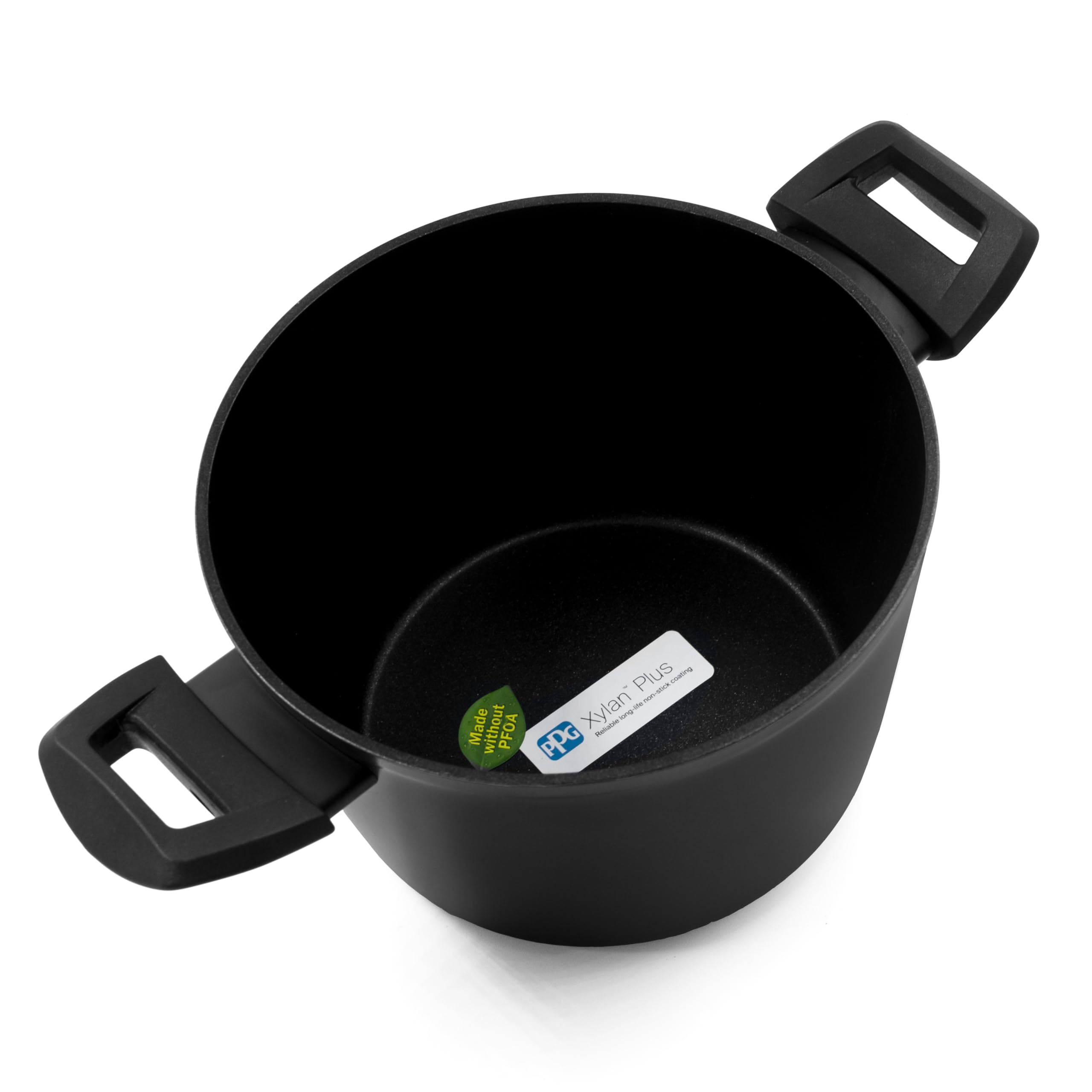 Zanetti Evolution Pentola 20 cm Diametro, Pentola per Induzione, Fondo Antiaderente, Pentola Alta Tutti i Piani Cottura, Impugnatura Comoda, Colore Nero